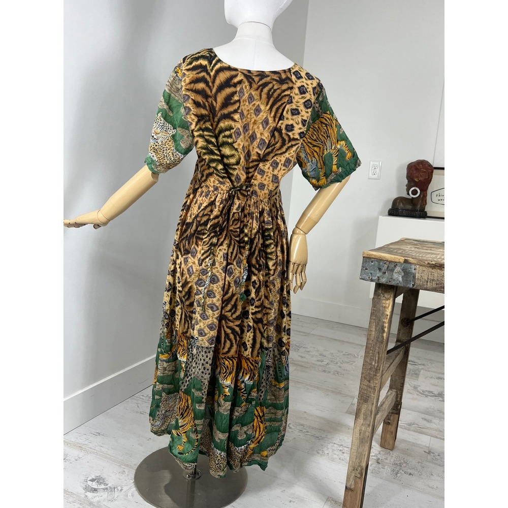 Vintage Novelty Animal Print Button Front Maxi Dress - Picture 6 of 6